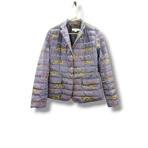 Boden London Print Down Jacket Women's Size 10 Quilted‎ Feather Warm Coat